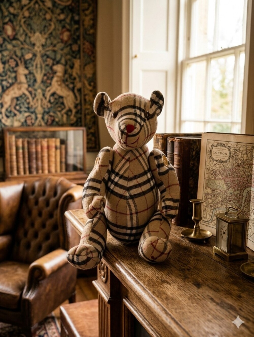 Vintage Check Plaid Jointed Teddy Bear